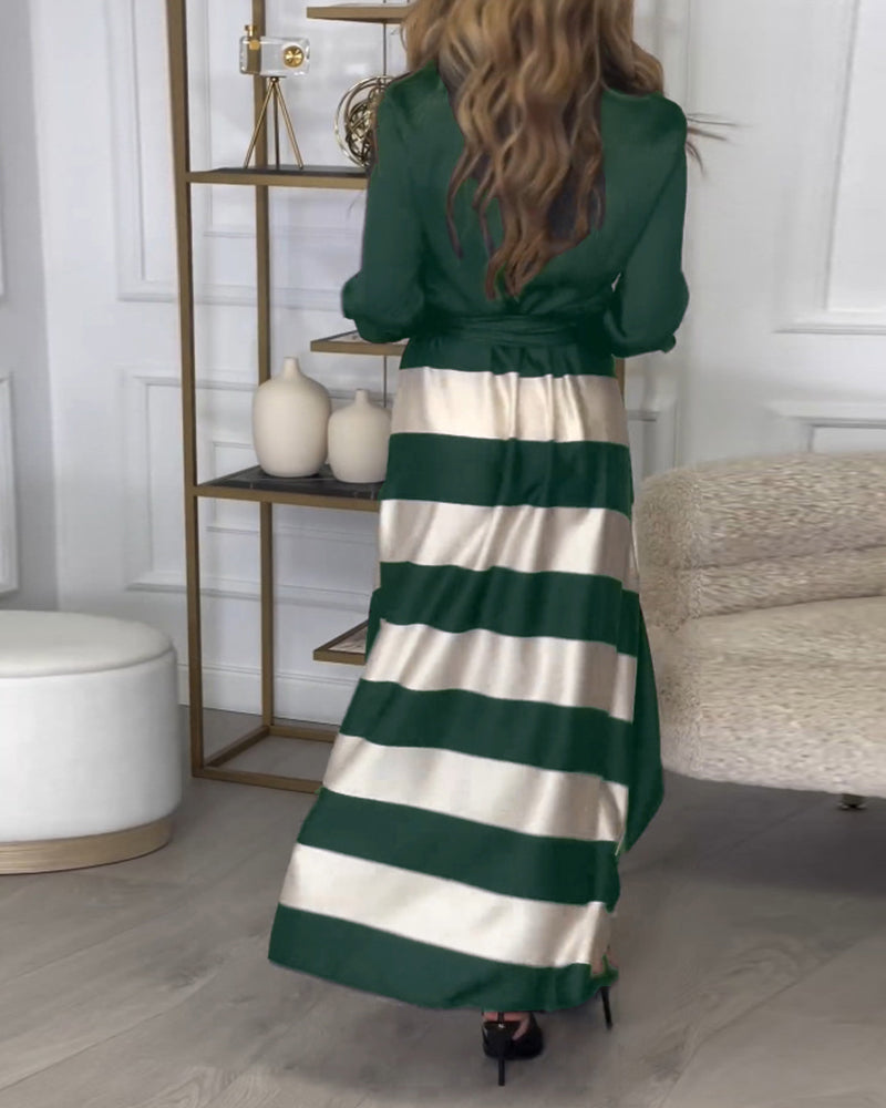 Sophia I Elegant Striped Dress