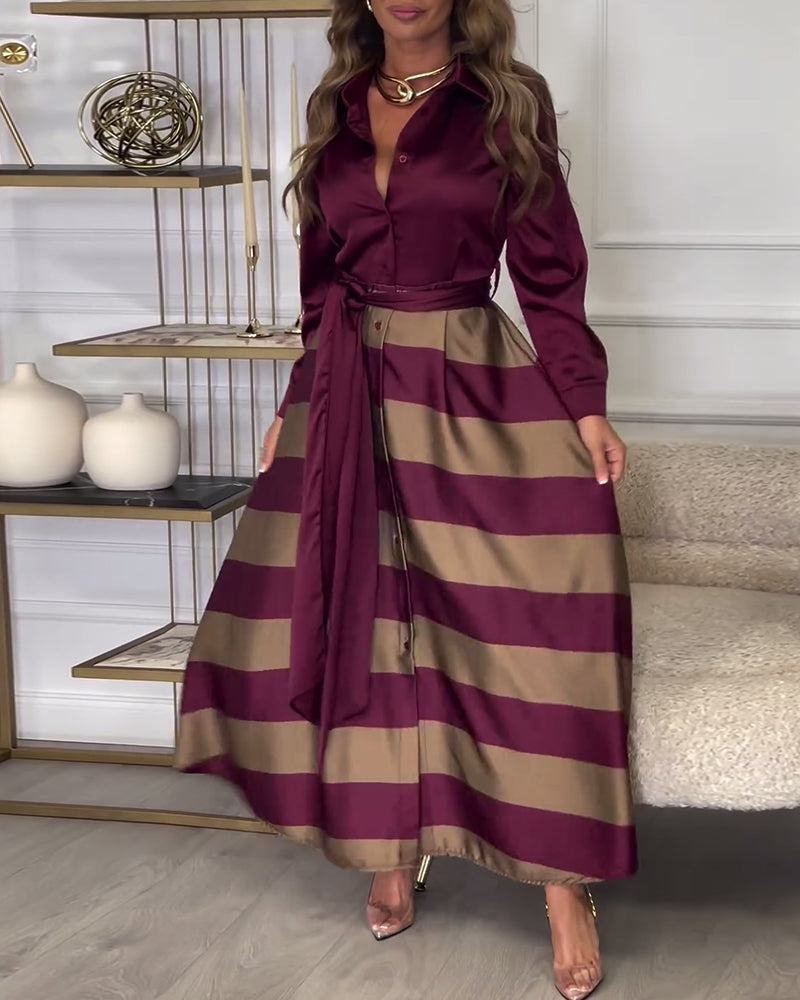 Sophia I Elegant Striped Dress